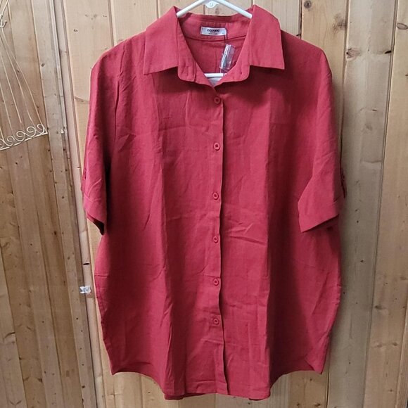 NWT Zeagoo 100% Cotton Red Button Up Shirt XL | New with Tags | Short Sleeve | C - Picture 1 of 5